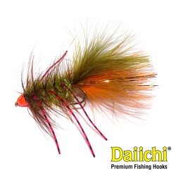 Krystal Bugger Olive Rubber Legs Orange | Streamer | Pesca con Mosca